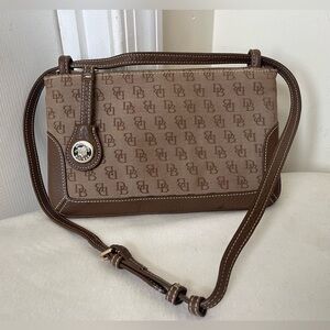 Dooney & Bourke Brown & Tan Logo Shoulder Bag EUC